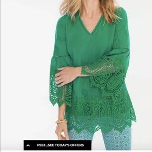 CHICO lace novelty top vivid green